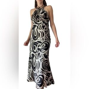 y2k Cache Satin Formal Open Back Sleeveless Halter Mermaid Prom Dress 4, XS/S